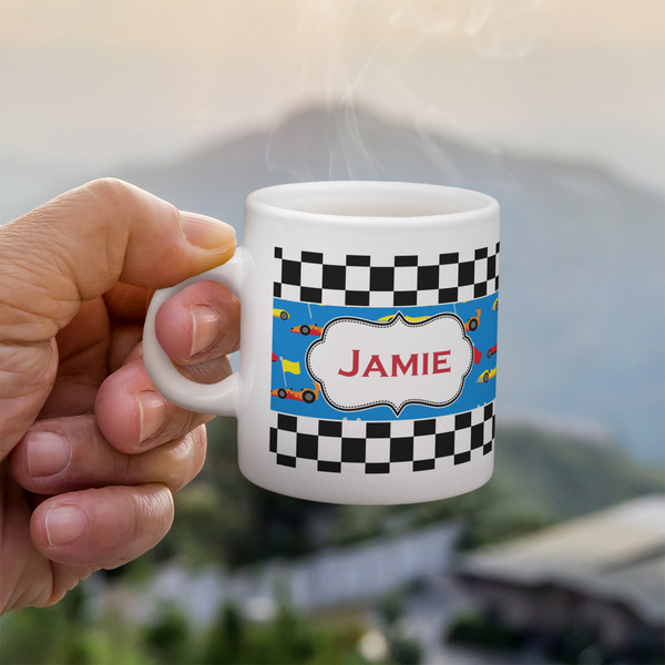 Custom Checkers & Racecars Single Shot Espresso Cup - Single (Personalized)