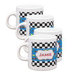 Checkers & Racecars Single Shot Espresso Cups - Set of 4 (Personalized)