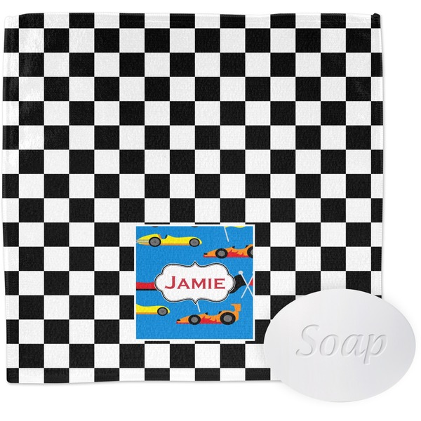 Custom Checkers & Racecars Washcloth (Personalized)