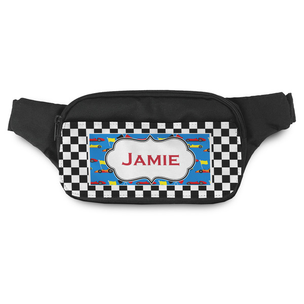 Custom Checkers & Racecars Fanny Pack - Modern Style (Personalized)