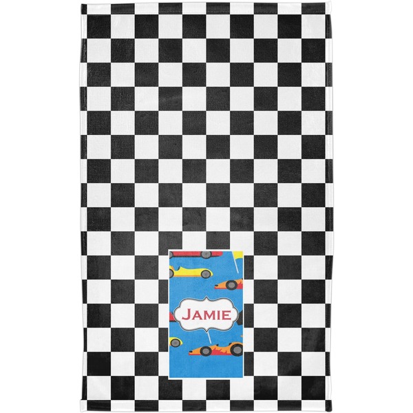 Checkers & Racecars Finger Tip Towel - Full View