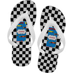 Checkers & Racecars Flip Flops - Medium (Personalized)