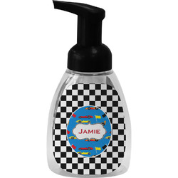 Checkers & Racecars Foam Soap Bottle - Black (Personalized)