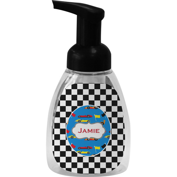 Custom Checkers & Racecars Foam Soap Bottle - Black (Personalized)