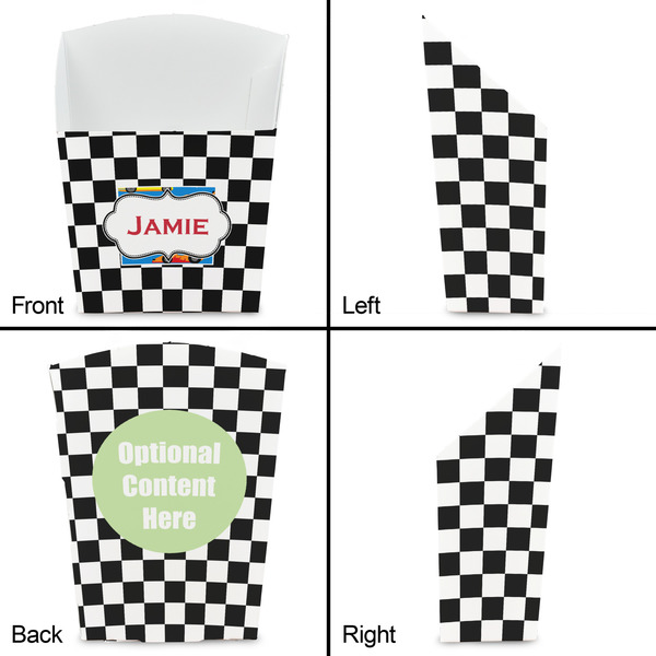 Checkers & Racecars French Fry Favor Box - Front & Back View