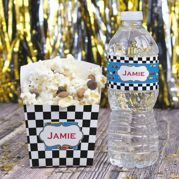Checkers & Racecars French Fry Favor Box - w/ Water Bottle