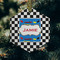 Checkers & Racecars Frosted Glass Ornament - Hexagon (Lifestyle)