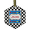 Checkers & Racecars Frosted Glass Ornament - Hexagon