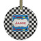 Checkers & Racecars Frosted Glass Ornament - Round