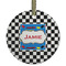 Checkers & Racecars Flat Glass Ornament - Round w/ Name or Text