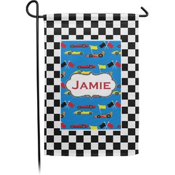 Checkers & Racecars Small Garden Flag - Double Sided w/ Name or Text