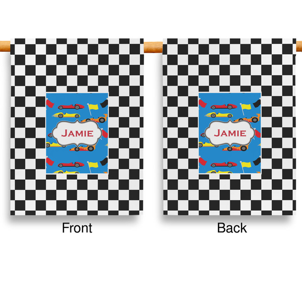 Checkers & Racecars Garden Flags - Large - Double Sided - APPROVAL