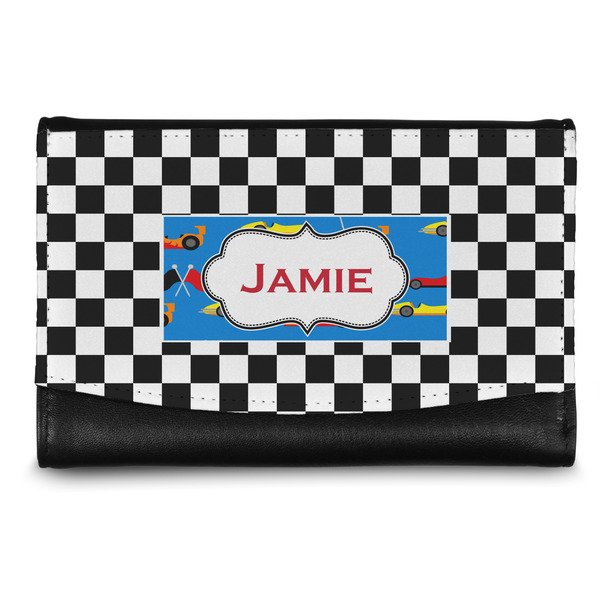 Custom Checkers & Racecars Genuine Leather Women's Wallet - Small (Personalized)