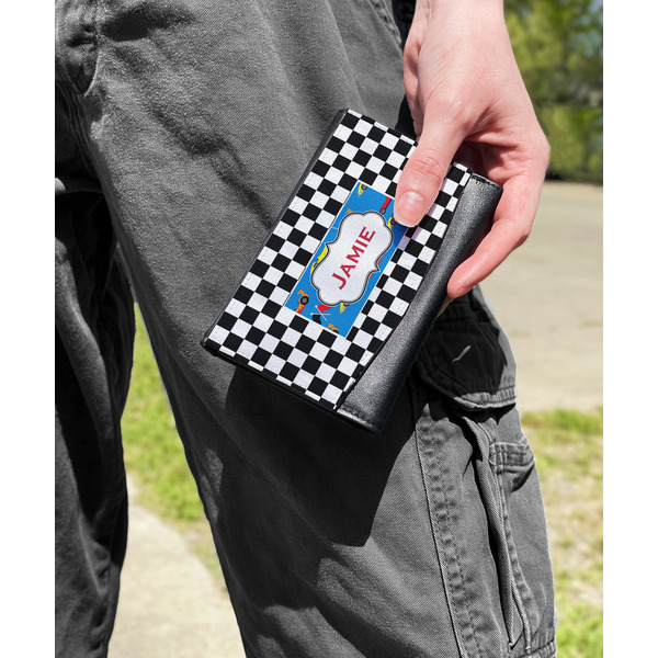 Checkers & Racecars Genuine Leather Womens Wallet - In Context