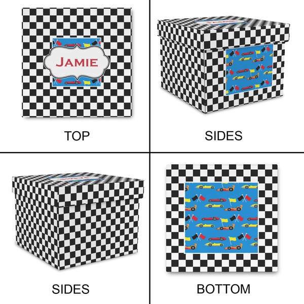 Checkers & Racecars Gift Boxes with Lid - Canvas Wrapped - Large - Approval