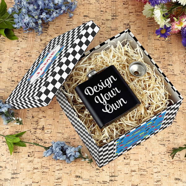 Checkers & Racecars Gift Boxes with Lid - Canvas Wrapped - Large - In Context