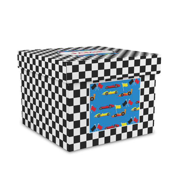 Custom Checkers & Racecars Gift Box with Lid - Canvas Wrapped - Medium (Personalized)