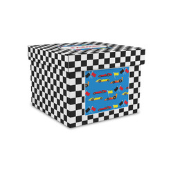 Checkers & Racecars Gift Box with Lid - Canvas Wrapped - Small (Personalized)