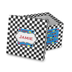 Checkers & Racecars Gift Box with Lid - Canvas Wrapped (Personalized)