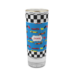 Checkers & Racecars 2 oz Shot Glass - Glass with Gold Rim (Personalized)