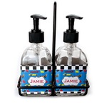 Checkers & Racecars Glass Soap & Lotion Bottle Set (Personalized)