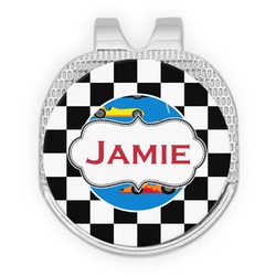 Checkers & Racecars Golf Ball Marker - Hat Clip - Silver