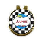 Checkers & Racecars Golf Ball Marker - Hat Clip - Gold