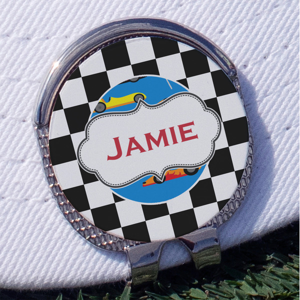 Custom Checkers & Racecars Golf Ball Marker - Hat Clip