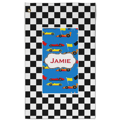 Checkers & Racecars Golf Towel - Poly-Cotton Blend - Large w/ Name or Text