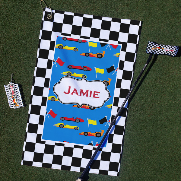 Custom Checkers & Racecars Golf Towel Gift Set (Personalized)