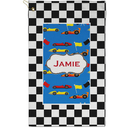 Checkers & Racecars Golf Towel - Poly-Cotton Blend - Small w/ Name or Text