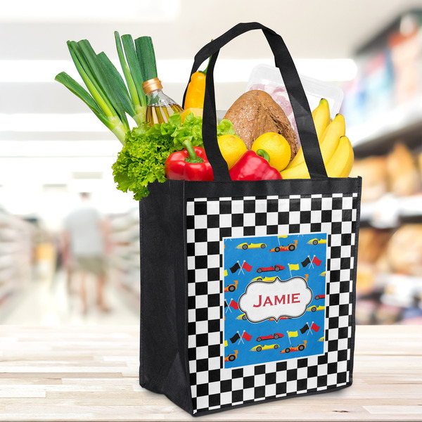 Checkers & Racecars Grocery Bag - LIFESTYLE