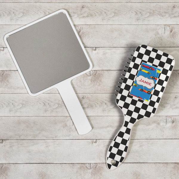 Checkers & Racecars Hair Brush - In Context