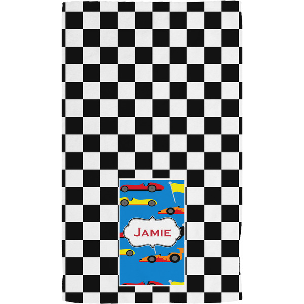 Checkers & Racecars Hand Towel (Personalized) Full