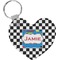 Checkers & Racecars Heart Plastic Keychain w/ Name or Text