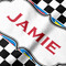 Checkers & Racecars Hooded Baby Towel- Detail Close Up