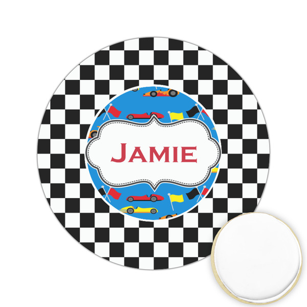 Custom Checkers & Racecars Printed Cookie Topper - 2.15" (Personalized)