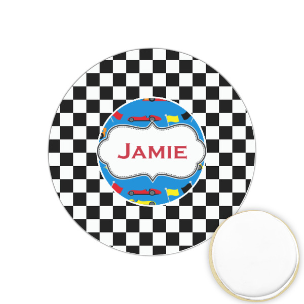 Custom Checkers & Racecars Printed Cookie Topper - 1.25" (Personalized)