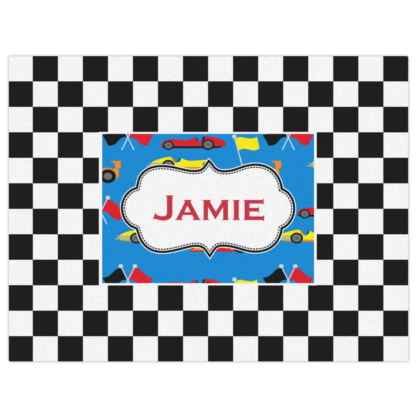 Checkers & Racecars Indoor / Outdoor Rug - 6'x8' - Front Flat