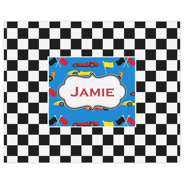 Checkers & Racecars Indoor / Outdoor Rug - 8'x10' - Front Flat