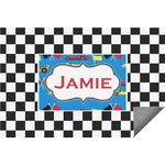 Checkers & Racecars Indoor / Outdoor Rug - 6'x8' w/ Name or Text