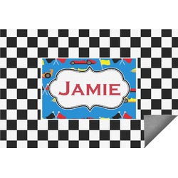 Checkers & Racecars Indoor / Outdoor Rug - 5'x8' (Personalized)