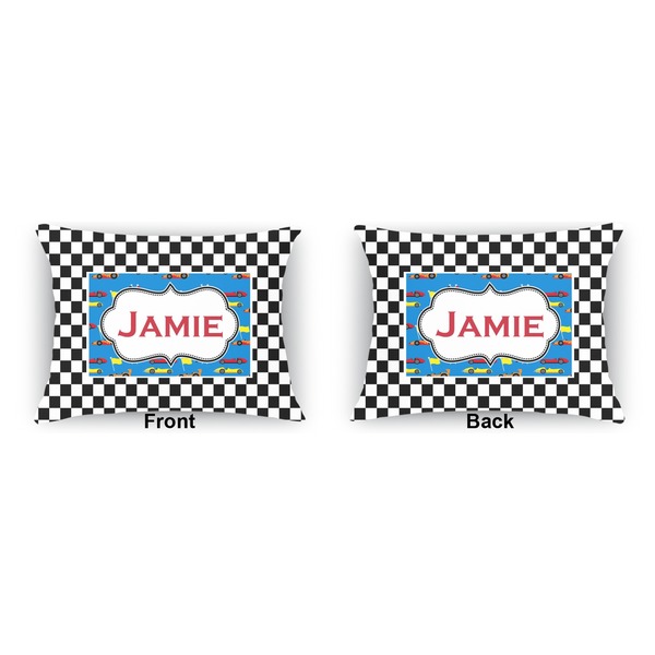 Checkers & Racecars  Indoor Rectangular Burlap Pillow (Front and Back)