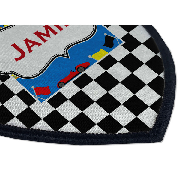 Checkers & Racecars Iron on Shield 3 Detail