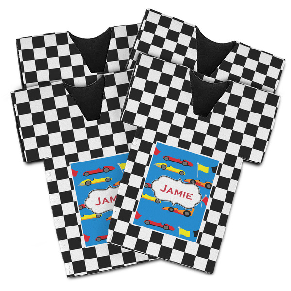 Custom Checkers & Racecars Jersey Bottle Cooler - Set of 4 (Personalized)