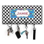 Checkers & Racecars Key Hanger w/ 4 Hooks w/ Name or Text