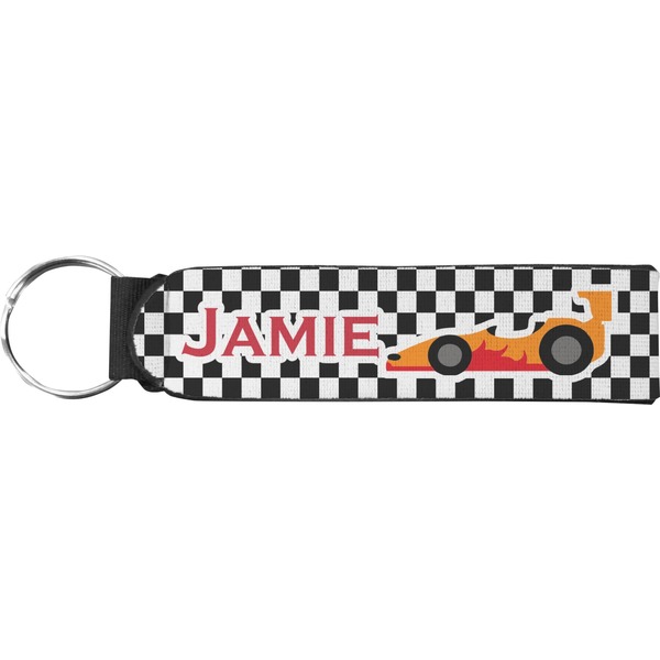 Custom Checkers & Racecars Neoprene Keychain Fob (Personalized)