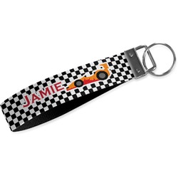 Checkers & Racecars Wristlet Webbing Keychain Fob (Personalized)