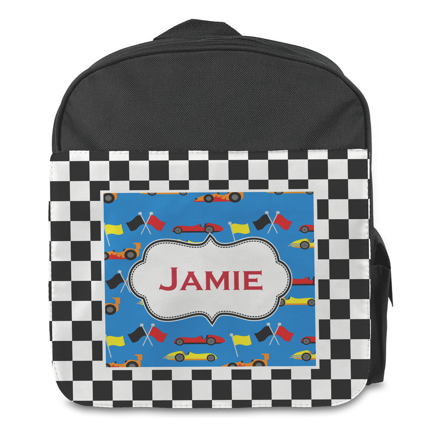 https://www.youcustomizeit.com/common/MAKE/357472/Checkers-Racecars-Kids-Backpack-Front.jpg?lm=1643818888