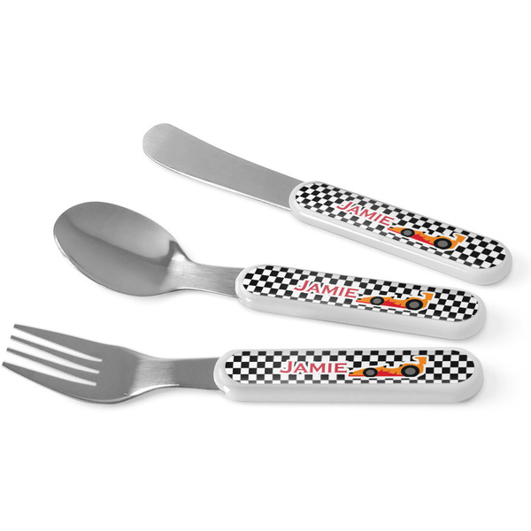 Custom Checkers & Racecars Kid's Flatware (Personalized)